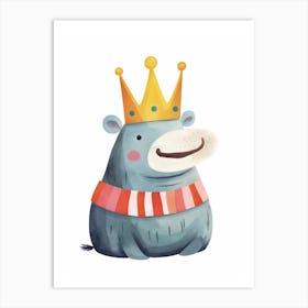 Little Hippo 1 Wearing A Crown Art Print