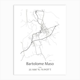 Bartolome Maso,Cuba Minimalist Map Art Print