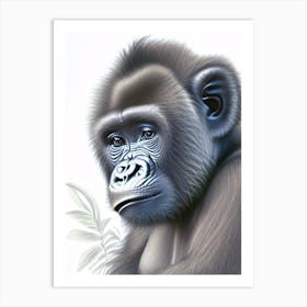 Baby Gorilla Gorillas Greyscale Sketch 2 Art Print