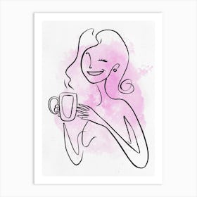 Woman who likes to drink coffee Art Print