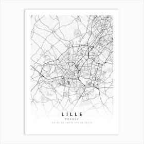 Lille France White Map Art Print