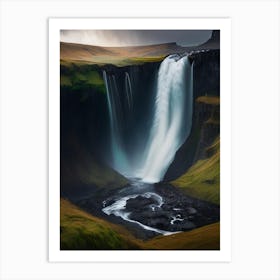 Langisjór Waterfall, Iceland Realistic Photograph (2) Art Print