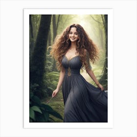 Beautiful Woman In The Forest Art Print