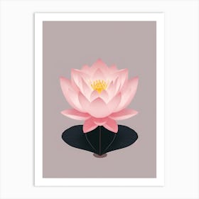 A Pink Lotus In Minimalist Style Vertical Composition 70 Art Print