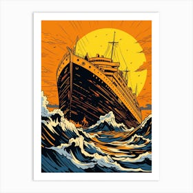 Titanic Ship Bow Pop Art Illustration 3 Art Print