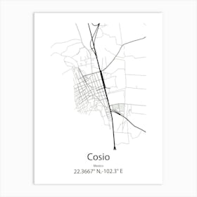 Cosio,Mexico Minimalist Map Art Print