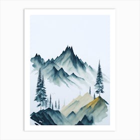 Mountain And Forest In Minimalist Watercolor Vertical Composition 97 Art Print