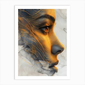 Abstract Of A Woman'S Face Extraordinary femininity woven with threads of gold 3 Art Print