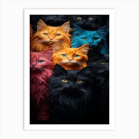 Group Of Cats That Are All Different Colors Art Print