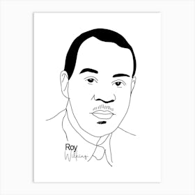 Roy Wilkins Activist Legend in Monoline Illustration Art Print