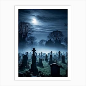 Graveyard At Night 21 Art Print