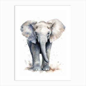 Baby Elephant Watercolour Nursery 3 Art Print