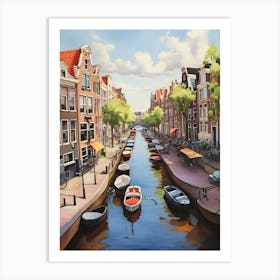 Amsterdam Canal Summer Aerial View Painting Art Print Art Print