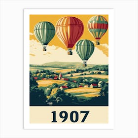 Aihrgdesign A Vintage Travel Poster Of A 1907 Hot Air Balloon 93c43f1f Cda7 4ae8 Bdad 3ffde2abccfb 0 Art Print