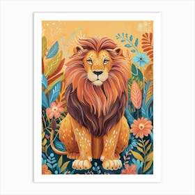 Barbary Lion Acrylic Painting 1 Art Print