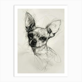 Chihuahua Dog Charcoal Line Art Print