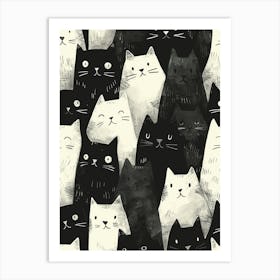 Perfectly Repeatable Artwork With Cute Cat Faces 45 Art Print