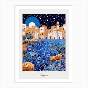 Poster Of Trapani, Italy, Illustration In The Style Of Pop Art 2 Art Print