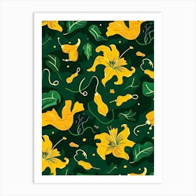 Yellow Lily Seamless Pattern Art Print