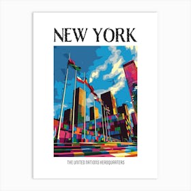The United Nations Headquarters New York Colourful Silkscreen Illustration 1 Poster Art Print
