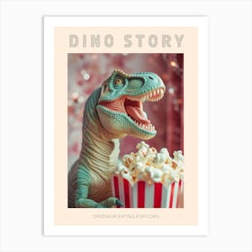 Pastel Toy Dinosaur Eating Popcorn 4 Poster Art Print