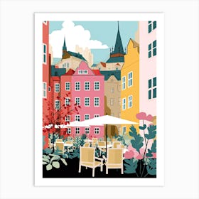 Stockholm, Sweden, Flat Pastels Tones Illustration 1 Art Print