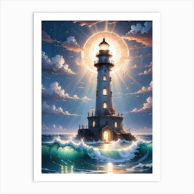 A Lighthouse In The Middle Of The Ocean 45 Art Print