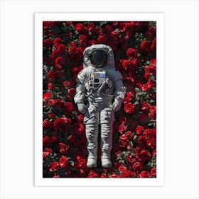 Astronaut In Roses Art Print