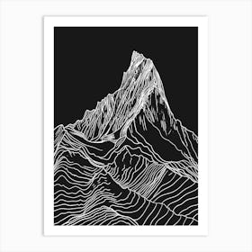 Tryfan Mountain Line Drawing 2 Art Print