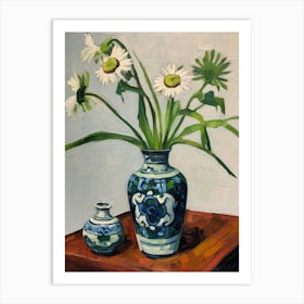 Flowers In A Vase Still Life Painting Oxeye Daisy 1 Art Print