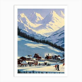 Les Deux Alpes, France Ski Resort Vintage Landscape 3 Skiing Poster Art Print