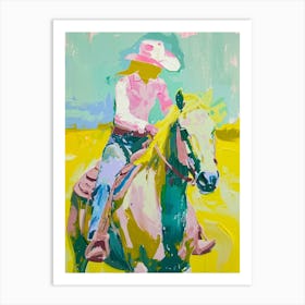 Blue And Yellow Cowboy Painting 4 Art Print