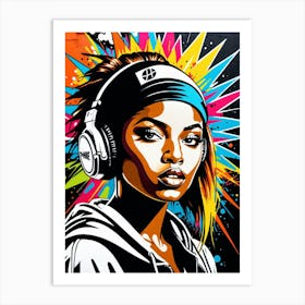 Graffiti Mural Of Beautiful Hip Hop Girl 99 Art Print