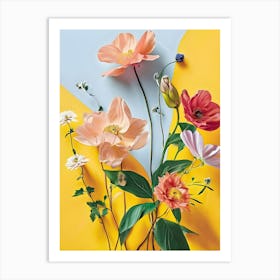 Flowers On A Yellow Background 1 Art Print