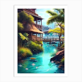 Asian Village 1 Art Print