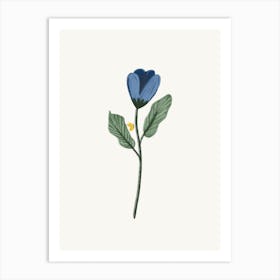 Blue Flower With Butterfly Art Print