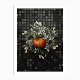 Vintage Bigarade Orange Fruit Wreath on Dot Bokeh Pattern n.0804 Art Print