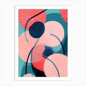 Lotus Leaves Flat art, calming tones of Blue, pink& teal, home and office decor, 1266 Art Print