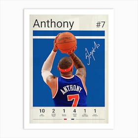 Carmelo Anthony Art Print