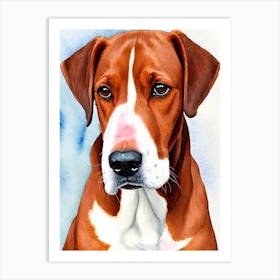 Redbone Coonhound 2 Watercolour Dog Art Print