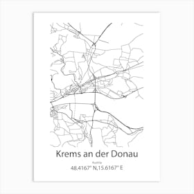 Krems An Der Donau,Austria Minimalist Map Art Print