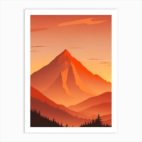 Misty Mountains Vertical Composition In Orange Tone 382 Art Print