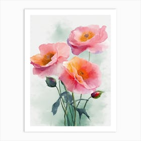 Roses Flowers Acrylic Painting In Pastel Colours 11 Art Print
