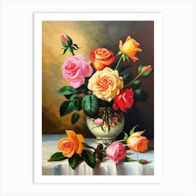 Roses In A Vase 3 Art Print