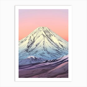 Mount Ararat Turkey Color Line Drawing (1) Art Print