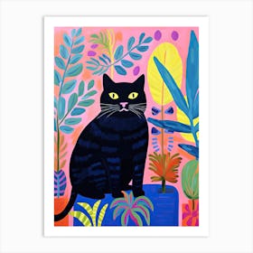 Black Cat In The Jungle, Matisse Inspired Art Print