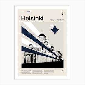 Mid Century Helsinki Travel Art Print