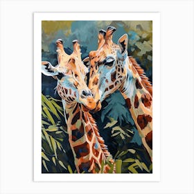 Giraffe & Calf Modern Illustration 3 Art Print