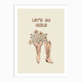 Cowgirl Boots With Flowers + Text Art Print