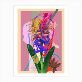 Hyacinth 3 Neon Flower Collage Art Print